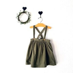 Carter’s Little Planet Organic Olive Corduroy Pinafore Dress | Baby Girl 18M